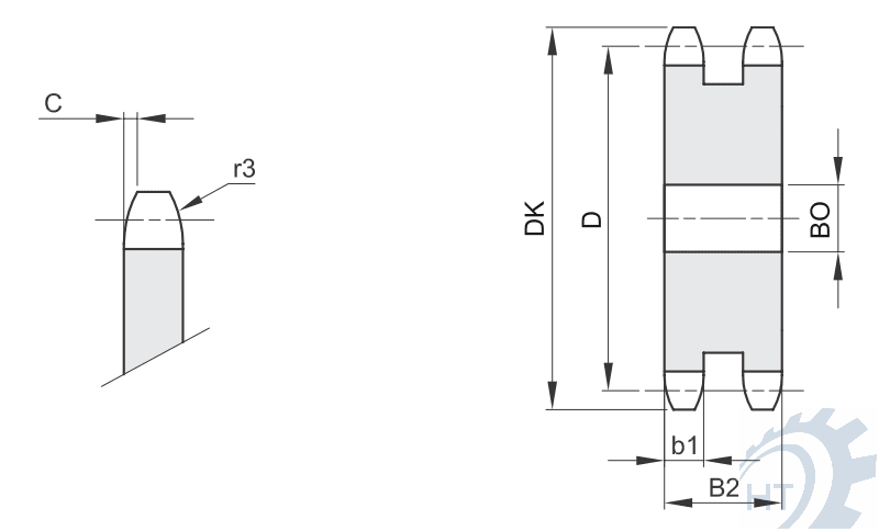 Zeichnung Kettenradscheibe duplex/2-fach
