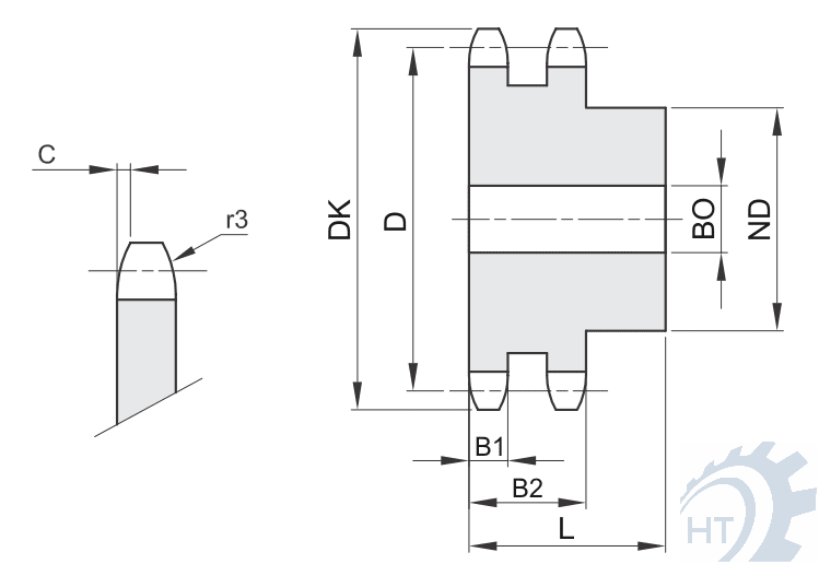 Kettenräder für Rollenketten duplex/2-fach