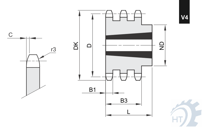 Kettenräder triplex für Klemmbuchsen Variante 4