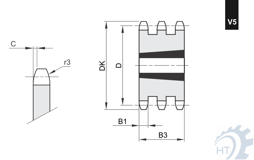 Kettenräder triplex für Klemmbuchsen Variante 5