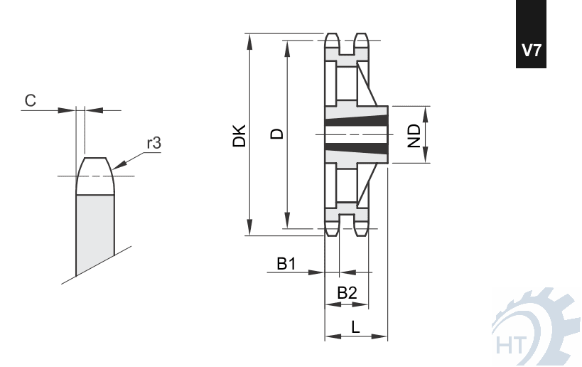 Kettenräder duplex für Klemmbuchsen Variante 7