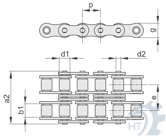 Zeichnung Rollenketten duplex ASA